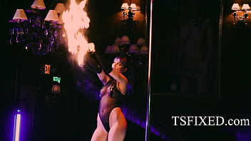Preview 1 of Pop Corncom - HOTTEST Tranny Stripper Fucked Against The Poll