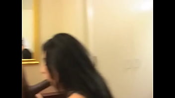 Preview 3 of Pegging Mmf - Muscular bald stud with tattoos inserts horny black cock deep into sexy brunette&#039_s throat
