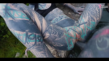 Preview 1 of Tube Vector Porn - Outdoor public ANAL fucking. Gape,  blowjob,  tattooed teen facial (goth,  alt,  punk) ZF031