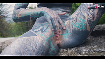 Preview 4 of Tube Vector Porn - Outdoor public ANAL fucking. Gape,  blowjob,  tattooed teen facial (goth,  alt,  punk) ZF031