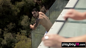 Preview 1 of Tv Scandal - Petite latina MILF Vanessa Sixxx fucking a big dick on the balcony outdoor