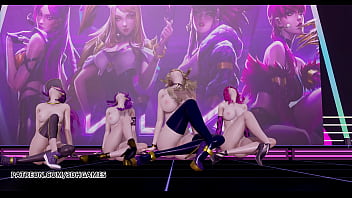Preview 1 of Getman Curvy - [MMD] GirlsDay - Something Nude Kpop Dance Ahri Akali Kaisa Evelynn League of Legends KDA Uncensored Hentai Cosplay Cartoon