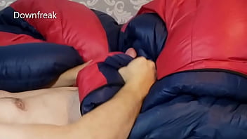 Preview 4 of Sexxxgai - Humping My Favourite Down sleeingbag. Down Jacket Fetish Masturbation