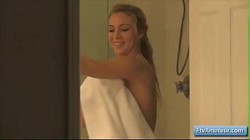 Preview 4 of Pornts - Sexy busty blonde teen amateur Zoey taking a steamy shower and loves using the shower on her juicy pussy and bug boobs