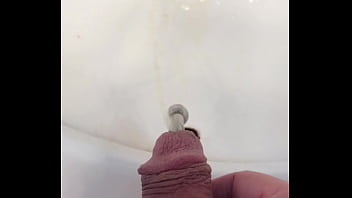 Preview 2 of Lay Hindi - PIERCED COCK WITH LARGE PRINCE ALBERT PA JEWELRY PISSING IN SINK
