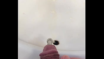 Preview 3 of Lay Hindi - PIERCED COCK WITH LARGE PRINCE ALBERT PA JEWELRY PISSING IN SINK