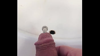 Preview 1 of Lay Hindi - PIERCED COCK WITH LARGE PRINCE ALBERT PA JEWELRY PISSING IN SINK