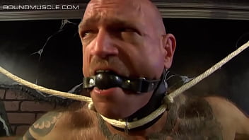 Preview 2 of Collage Sex Repe Video - Muscular guys tie each other up with ropes and chains