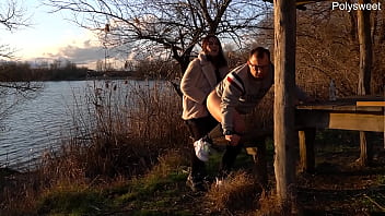 Preview 3 of Bbw Big Booty Girl - Public blowjob and pegging near the lake