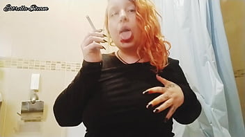 Preview 1 of Jojo Kiss Teen - Smoking while I play with my pink nipples