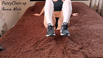 Preview 1 of Artis Africa - The girl with the most beautiful and athletic figure in the world masturbates pussy right in sneakers and socks.