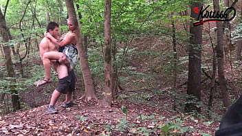 Preview 4 of Sunny Lesdian - Public Outdoor Sex in the Forest | Standing Doggystyle and Lift Carry