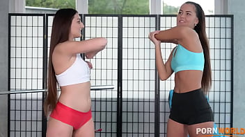 Preview 1 of Germen Ladyboy - Fitness Babes Cindy Shine and Katy Rose Take Three Cocks in Interracial DP Orgy GP2185