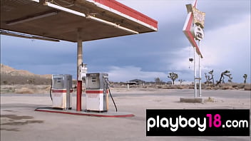 Preview 3 of Lara Darts - Big boobed Crystal Mccahill stripping at an abandoned gas station