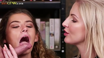 Preview 3 of Baby Strapo - British cfnm babes jerking and sucking cock in threesome