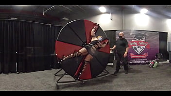 Preview 3 of Nepali Buluxxx - Blonde Lady on a spinning wheel at EXXXotica NJ 2021 NJ in 360 degree VR