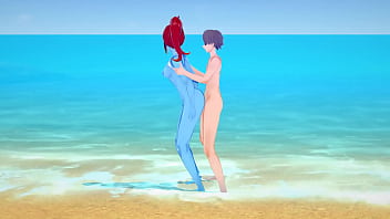 Preview 1 of Nigeria Midget Videos - Undertale - Lucky guy creampies Undyne on the beach