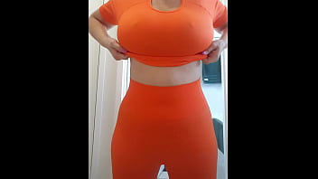 Preview 2 of Amy Mpantyhose - Love flashing my big boobies to young men at my local gym