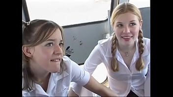 Preview 1 of Felony Foreplay Dp - Two teen sluts with tattoos and stockings kiss passionately in the car before a hot threesome with a horny driver