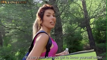 Preview 1 of Library Boobs Sucking - Pickedup Spanish babe outdoor riding stiff cock in cowgirl