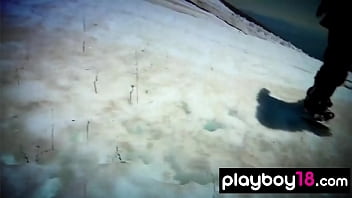 Preview 3 of No Hands Beach Cum - Naked badass babe Jaclyn Swedberg and her GFs snowboarding on a sunny day