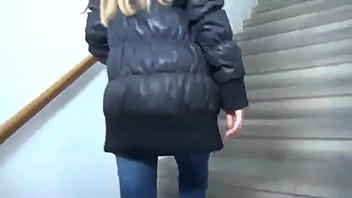 Preview 1 of Erotic Mobi - Beautiful classmate ask her friend to record her beautiful pussy at university emergency stairs