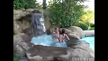 Preview 1 of I Pregnant - Chloe 18 and her lesbian friend licking her pussy at falls