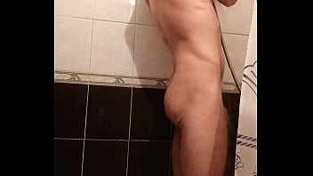 Preview 1 of Daughter Birthday Father Xxx - Guy washes himself in the shower showing muscles