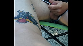 Preview 1 of Granny Of The Bride - public beach guy jerks cock squirts on her legs