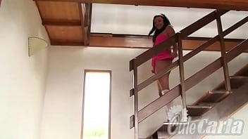 Preview 1 of American Little Baby - Cute Carla with sexy body Fingering Hard her Pussy upstair