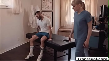 Preview 1 of Xvideo Ghoda Kutta Ladki Ka - TS masseuse butt fucks her handsome client