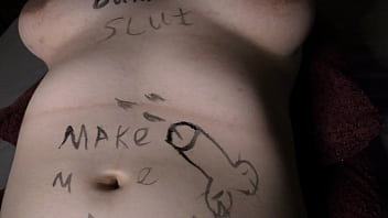 Preview 4 of Ultra Sexy Pornstar Anal Banged - Kinky teen girl covered in dirty body writings before rough messy no condom sex - Milky Mari