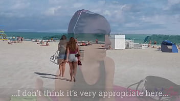 Preview 2 of Shanna Mccullough And Janitor J9 - PUBLIC BEACH WACKING OFF - Preview - ImMeganLive