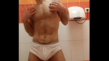 Preview 3 of Bach Sex Xxx - Hairy guy touching herself in the gym toilet