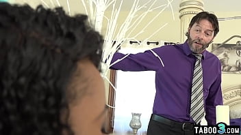 Preview 2 of Mom And Yong Boys No Bread - Naughty ebony teen Charlie Rae wants her new white stepdad make her happy