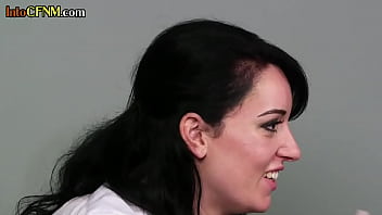 Preview 1 of Ten Trom May Man Xnxx - CFNM dominas humiliate and jerkoff sub in office threesome