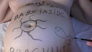 Preview 4 of Tamil Doctor Sex - Hottie big boobed  pregnant teen girl get covered in dirty body writings! - Milky Mari