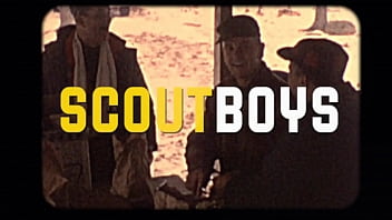 Preview 1 of Public Small Pussy - ScoutBoys - Hot hung scout leader barebacks two smooth boys in forest