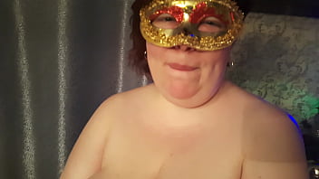 Preview 1 of Videos Xxnox - Naughty BBW dressed like a Christmas tree with garlands and fucked in her mouth,  Happy new year!