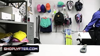 Preview 1 of Aliana Dawson Interracial - Shoplyfter - Petite College Girl Caught Stealing And Disciplined In The Backroom By The Security
