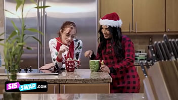 Preview 2 of Sneakey Sex - Swap - Horny Studs Surprise Their Teen Stepsisters With Their Dicks In A Gift Box For Christmas
