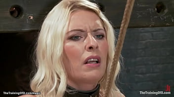 Preview 3 of Shlay Staly - Huge fake tits blond slave whipped