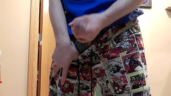 Preview 2 of Chubby And Old Dad - Jerking off in my pajamas with huge cumshot