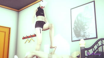 Preview 3 of Angle K - Yaoi Femboy - Alan is a naugthy cat boy plays with his hands and feet - Japanese asian manga anime 3D sissy gay porn