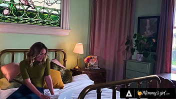 Preview 1 of Strapon Forced Mature Lesbian4 - Horny Student Abroad Squirts While Masturbating On Video Call With Her Stepmom