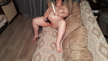 Preview 3 of Farmers Workers - Busty amateur MILF with gorgeous curvy body masturbates her pussy with big black dildo and hitachi until she cums