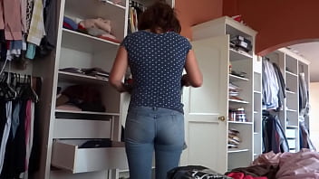 Preview 2 of Mom Red Bikini - 58-year-old Latin stepmom exhibits herself in front of her friend&#039_s stepson to see her huge cock jerking off,  cum on ass