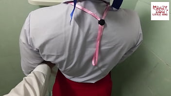 Preview 1 of News Room Porn - Teenagers Having Sex With Their Sexy Girlfriends In The Bathroom Inside - Lunch Break Time Teen Sex