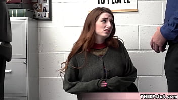 Preview 2 of Fahriye Evcen Pornosu - Cute redhead shoplifter Aria rough fuck