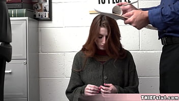 Preview 1 of Fahriye Evcen Pornosu - Cute redhead shoplifter Aria rough fuck
